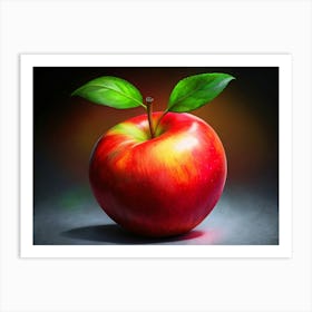 Red Apple With Green Leaf 1 Art Print