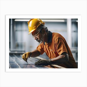 Solar Panel Worker Art Print