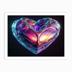 3d Rendered Holographic Heart Art Print