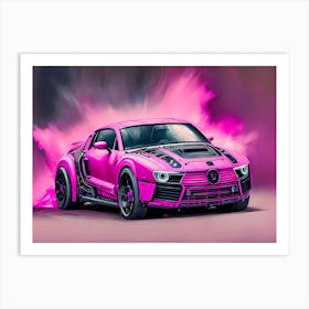 Pink Car Painting Art Print