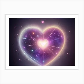 A Colorful Glowing Heart On A Dark Background Horizontal Composition 84 Art Print