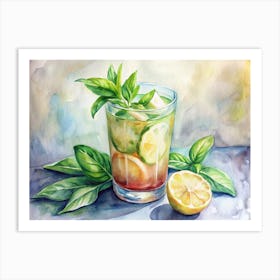 Basil Lemon Cooler Italy Art Print