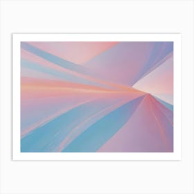 Abstract Image Of A Geometric Design With A Central Point And Radiating Lines, In Shades Of Pink, Blue, And Orange Art Print