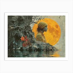 The Rebuff: Ornate Illusion in Contemporary Collage. Woman In The Moonlight Art Print