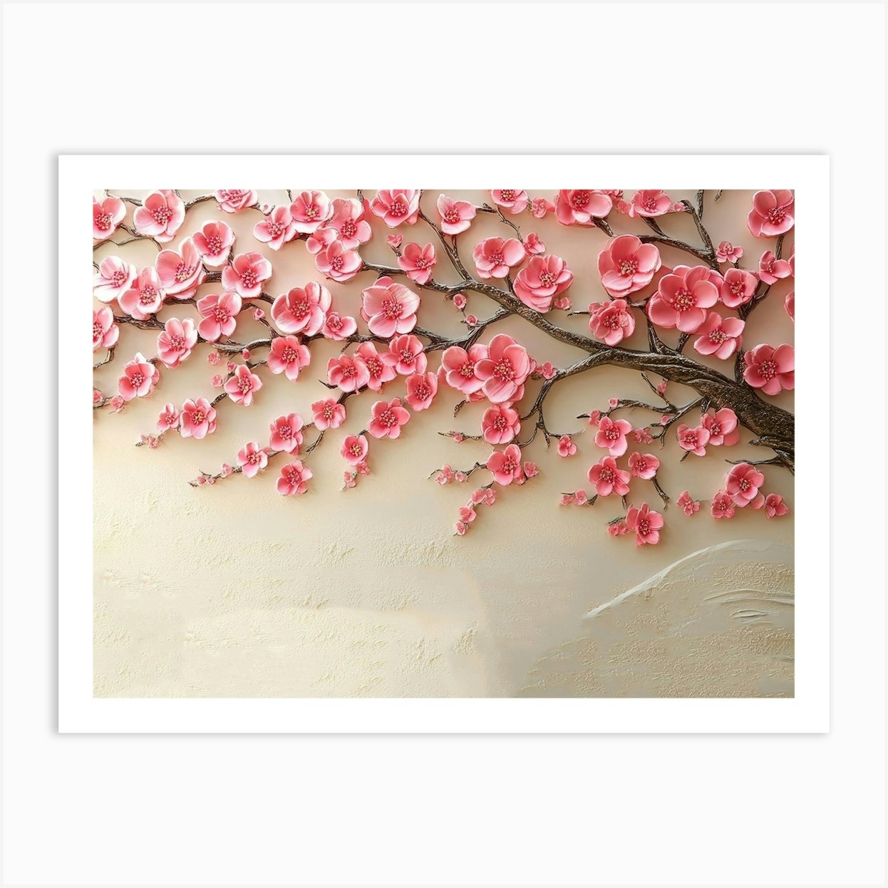 3d Picture of a Tree with Pink Flowers Background Custom Design Art 1 Art Print by Divine Studio
