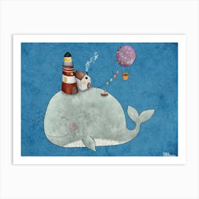Whale With Balloons Art Print