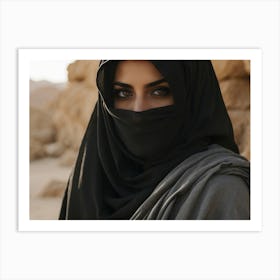 Muslim Woman In Black Hijab Art Print