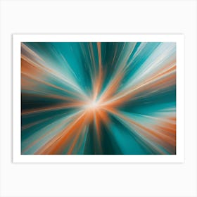 Abstract Design Of Light Streaks And Colorful Lines Radiating Out From A Center Point Towards The Viewer, Suggestive Of High Speed And Movement Art Print