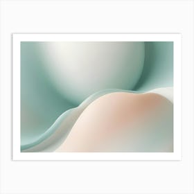 Abstract Design With Overlapping, Flowing Shapes In Shades Of Blue, Green, And Peach Art Print