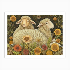 Floral Animal Illustration Sheep 2 Art Print