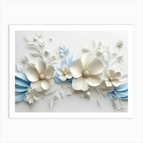 3d Illustration Flowers White Background 1 Art Print