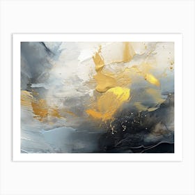 Abstract Painting Gold and Black Art Print