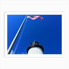 Lighthouse With Flag (Martha’s Vineyard Series) Art Print