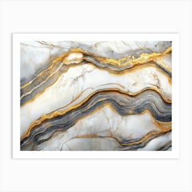 Texture Of White Marble With Gray And Gold Veins 1 Art Print