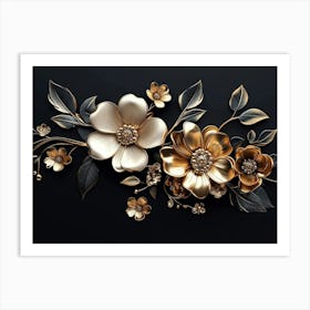 Gold Flowers 33 Art Print