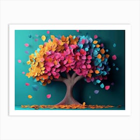 Colorful Tree with Leaves on Hanging Branches 13 Art Print