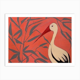 White Stork in the bamboo forest Art Print