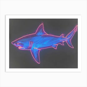 Neon Pastel Pink Blue Shark 3 Art Print