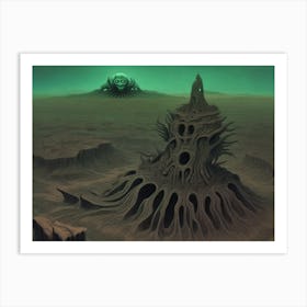 Ancient Alien Tample Green Atmosphere Art Print