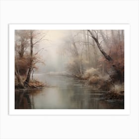 Vintage Autumn Forest Creek Art Print