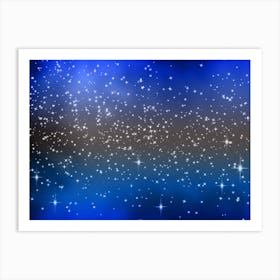 Blue Grey Shades Shining Star Background Art Print