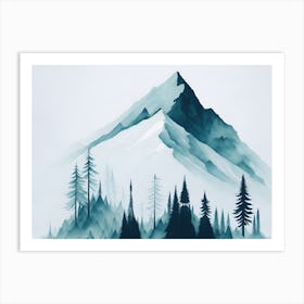 Mountain And Forest In Minimalist Watercolor Horizontal Composition 186 Art Print