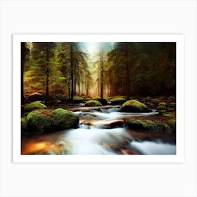 Stream In The Forest 3 Art Print