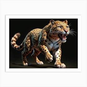 Leopard Roaring Illustrtion Art Print