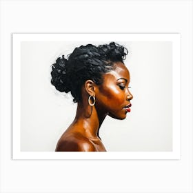 Side Profile Of Beautiful Woman Oil Painting 118 Art Print