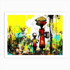 African Culture - Child And Mother Art Print