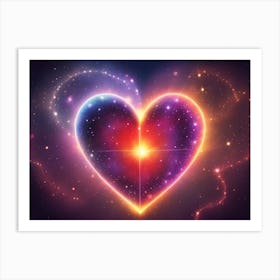 A Colorful Glowing Heart On A Dark Background Horizontal Composition 64 Art Print