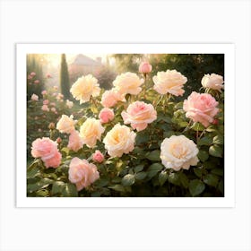 Morning Light In The Rose Garden Art Print