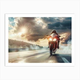 Motorcycle Rider On The Road 8 Art Print