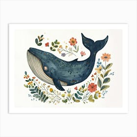 Little Floral Blue Whale 1 Art Print