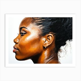 Side Profile Of Beautiful Woman Oil Painting 143 Art Print