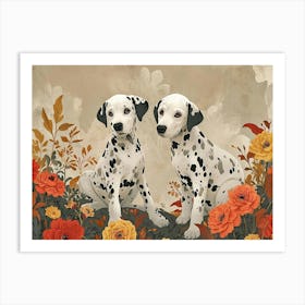 Floral Animal Illustration Dalmatian 1 Art Print