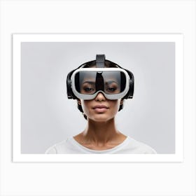 Woman Wearing A Virtual Reality Headset Art Print