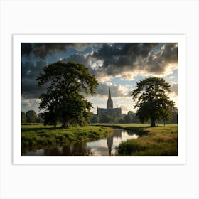 Salisbury Cathedral From The Meadows Art Print