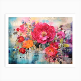 Vintage Bright Flowers 19 Art Print