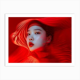 Korean Woman In Red 1 Art Print