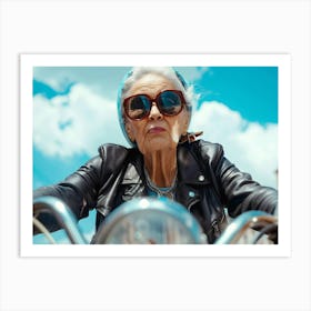 Old Lady On A Motorcycle 1 Art Print