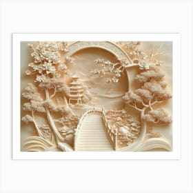 Beautiful Chinese Landscape 3d 13 Art Print