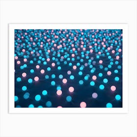 An Abstract Image Of A Field Of Glowing Blue And Pink Circles, Creating A Sense Of Depth And Movement Art Print