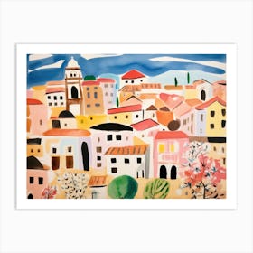 Piacenza Italy Cute Watercolour Illustration 4 Art Print