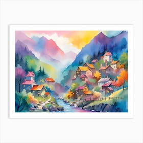 Village In The Mountains Art Print