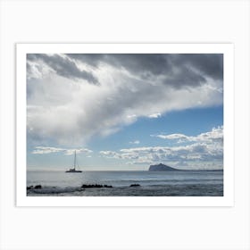 Sailboat, clouds and the Mediterranean Sea Art Print