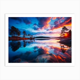 Sunset At Lake Art Print