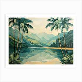 Palm Trees By The Lake Art Print