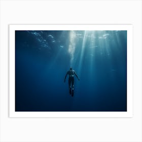 Scuba Diver In The Ocean Art Print