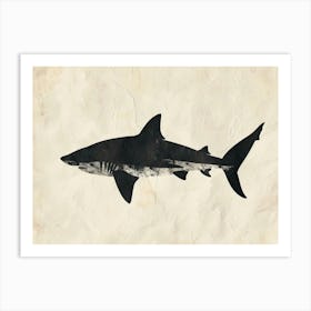 Bigeye Thresher Shark Grey Silhouette 3 Art Print